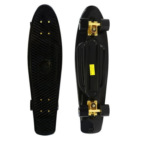 Complete 27 inch Skateboard Plastic Mini Retro Style Cruiser, Black