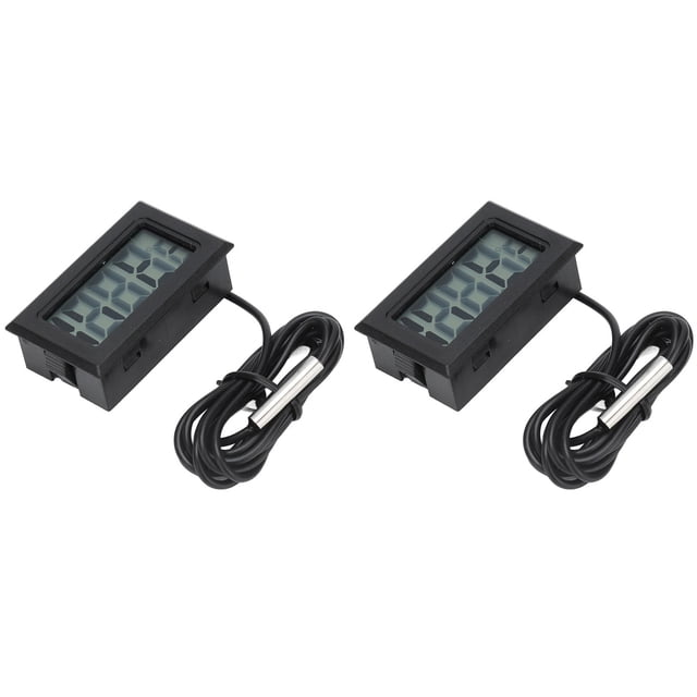 Refrigerator Temperature Meter, 2s Refresh Electronic Digital Mini 2Pcs 1.5V Indoor Outdoor With Probe For Aquarium For Greenhouse