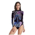 thumbnail image 1 of Skeleton Printing Swimsuit Zipper Long Sleeve One Piece Triangle Halloween Costumes, 1 of 3
