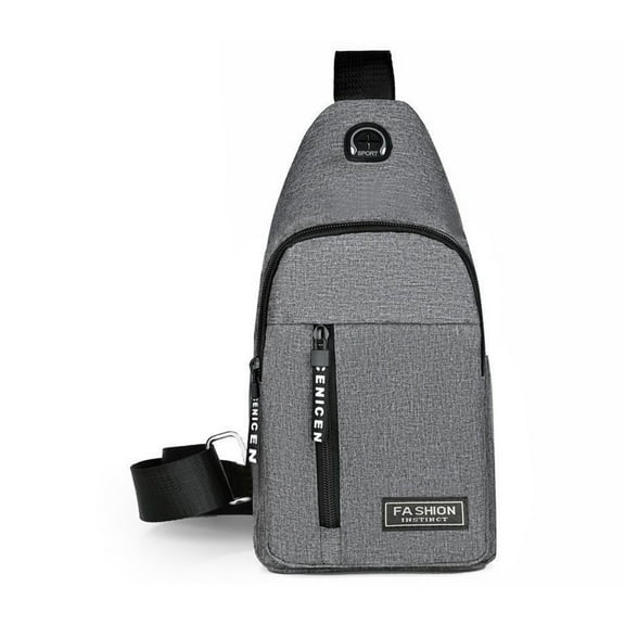 Beautynvta Crossbody Sling Bag for Men, Waterproof Chest Bag Daypack, Travel Hiking Shoulder Bag with USB Hole, Multipurpose Crossbody Chest Bag, Gray