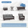 thumbnail image 3 of ALAULM 7PCS Rattan Patio Furniture Set, Wicker Outdoor Sofa Set w/2 Swivel Rocking Chairs, 2 coffee tables of different sizes, 2 Ottomans, Gray, 3 of 8