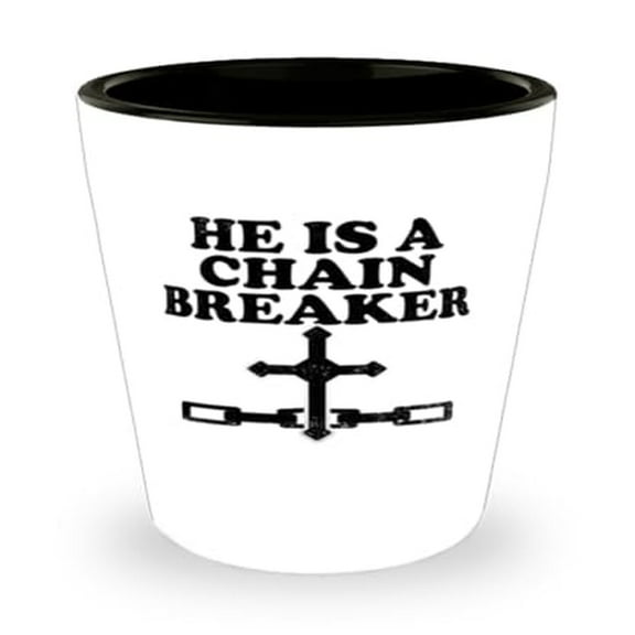 Jesus Shot Glass 'He is Chain Breaker' Mini Glassware, Christian Gift, 1.5oz Cup for Commemorative Moments & Religious Celebrations