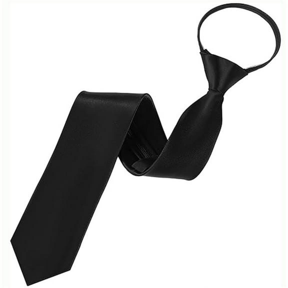 Duslogis Womens Tie, Pre Tied Black Ties for Women Adjustable Zipper Womens Necktie 3.15" (8CM) Womens Solid Color Necktie