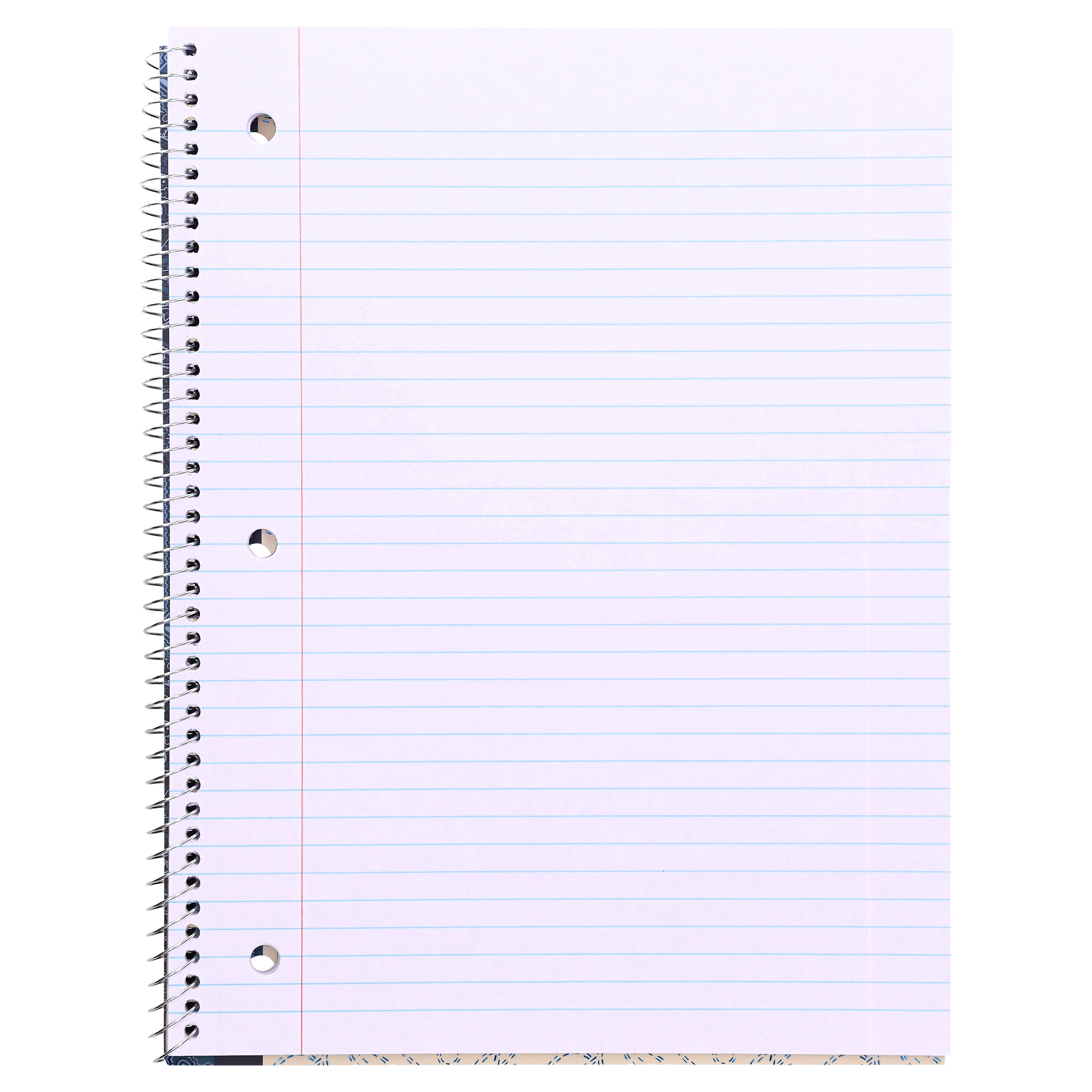 Cuaderno Pen+Gear de 1 materia con rayas college, 8" x 10.5", tulipanes occidentales azules y blancos, 80 hojas 3