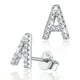 thumbnail image 1 of Silvora Pendientes de plata esterlina con inicial de circonita cúbica letra A, 1 of 8