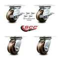 thumbnail image 2 of 4 Inch High Temp Phenolic Caster Set with Roller Bearing 4 Swivel Lock 2 Brake, 2 of 2