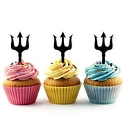 Devil's Pitchfork Trident Silhouette Acrylic Cupcake Toppers 12 pcs