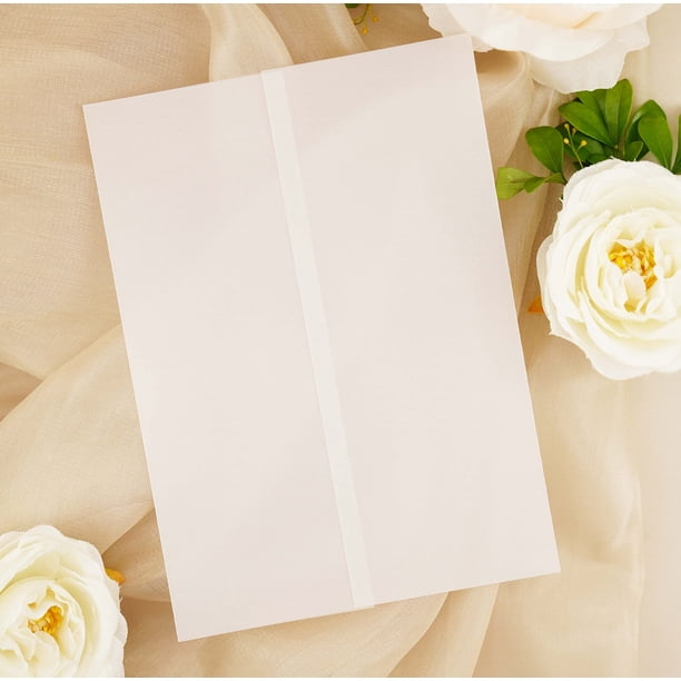 Puremigo Paquete de 100 sobres de vitela predoblados para invitaciones de 5 x 7 - Sobres de papel vitela 5 x 7 - Envoltorios para invitaciones de boda de vitela 115 gSM - Sobres transparentes para inv