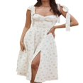 thumbnail image 2 of PENGXIANG Robe Midi Sans Manches d'Été pour Femmes Couleur Unie / Robe de Soirée Split Florale, 2 of 5