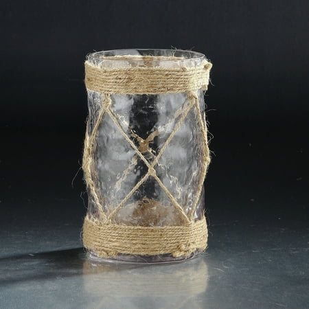 7.5" Translucent Cylindrical Glass with Rope Design Flower Vase
