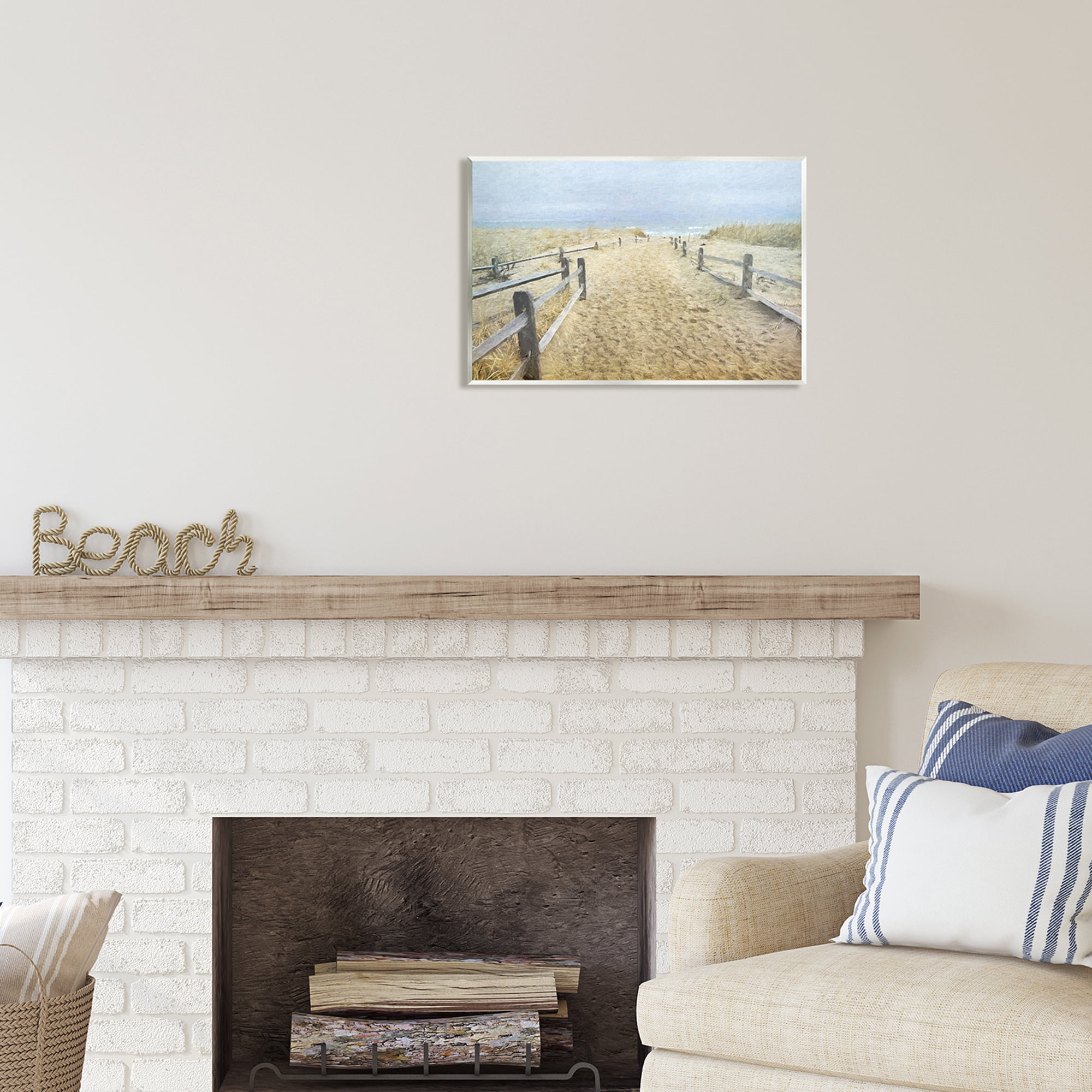 Stupell Industries Sandy Footprints Beach Boardwalk Coastal Painting Unframed Art Print Wall Art