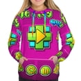 thumbnail image 2 of Lsque Geometry Dash Pattern Casual Women's Hoodie,Hooded Sweatshirt with Kangaroo Pocket,Pullover Hoodie with Eye-catching Drawstrings-Large, 2 of 8