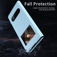 thumbnail image 3 of MonsDirect for 7.6 inch Samsung Galaxy Z Fold 2 5G 2020 Case, Nappa Leather with Flip Folding Magnetic Face Cover, Window Design with Hidden Kickstand Full Protective for Galaxy Z Fold 2, Blue, 3 of 7