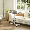 thumbnail image 2 of HOMCOM Standing Desk Mobile Overbed Table with Wheels, Grey Wood Grain, 2 of 10