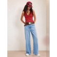 thumbnail image 5 of Womens Ribbed Tank Tops Summer Slim Fit V Neck Tops Casual Basic Knit Sleeveless Shirts Wine Red S, 5 of 7