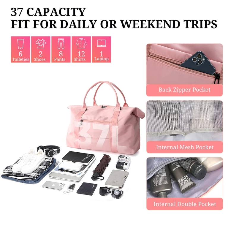 Kuose Travel Duffle Bag - Foldable Gym Bag for Women Men, Weekend Bag with Wet Pocket, Hospital Bags for Labor and Delivery, Airplane Travel