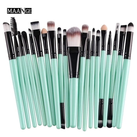 CINIDY 20 pcs Makeup Brush Set tools Make-up Toiletry Kit Wool Make Up Brush Set (Black) Black