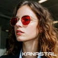 thumbnail image 5 of KANASTAL Red Sunglasses for Women Polarized Square Sun Glasses Men UV400 Metal Polygon Festival Vintage (Gold Frame Red Lens), 5 of 6