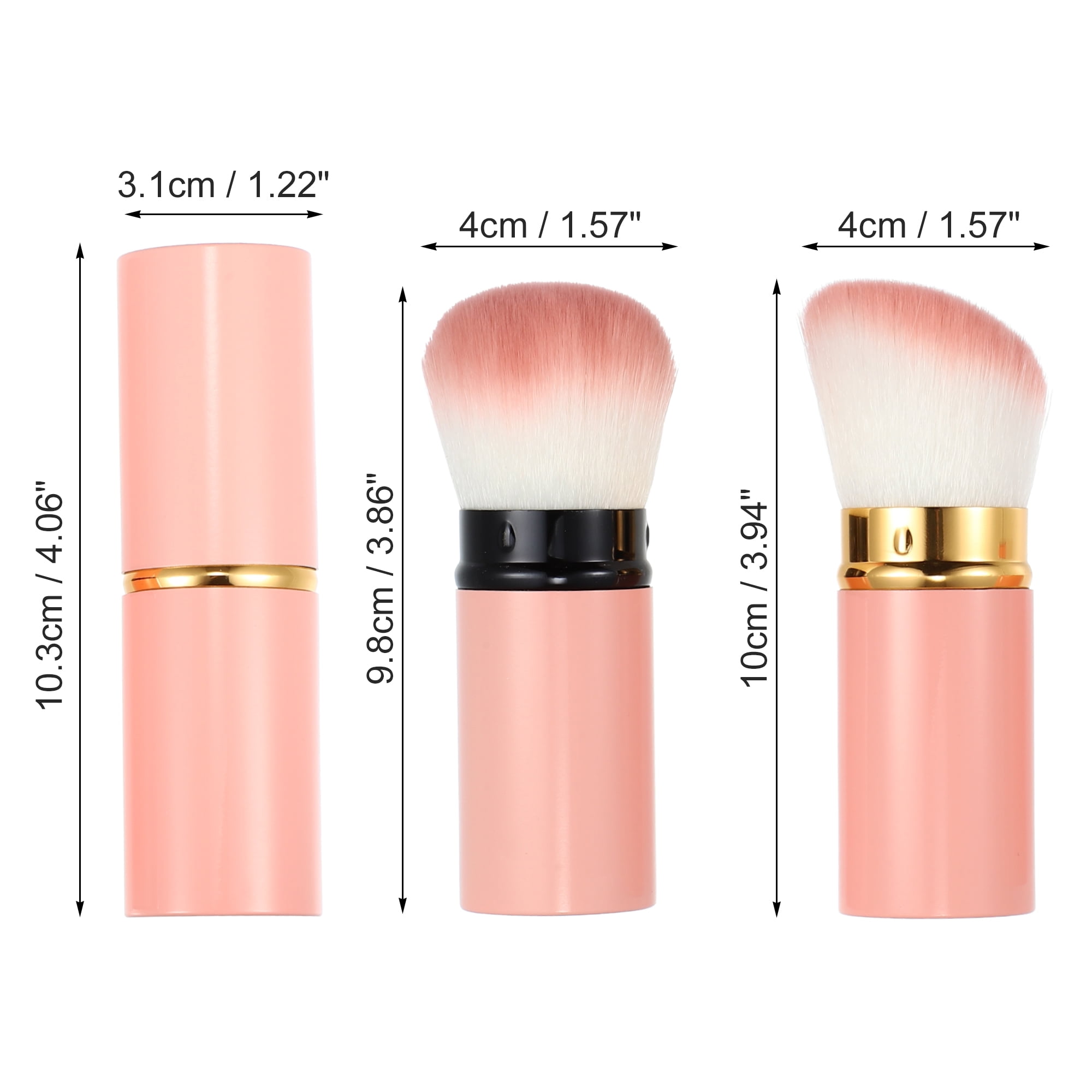 Unique Bargains Makeup Brush Kit Travel Retractable Angled Highlight Pink 2 Pcs