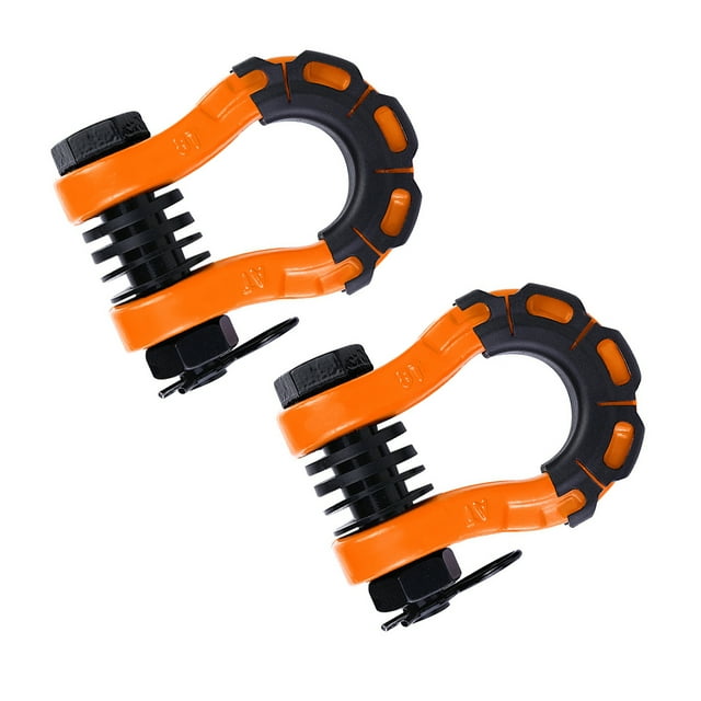 tredstone 2pack/lot 2Pack 3/4 D Ring Shackles Shackle U-Hook Shackle Rugged Tow Shackle With Isolator Strong Orange