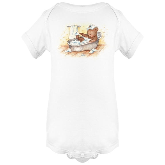 Bathing Teddy Bear Watercolor Bodysuit Infant -Image by Shutterstock, Newborn