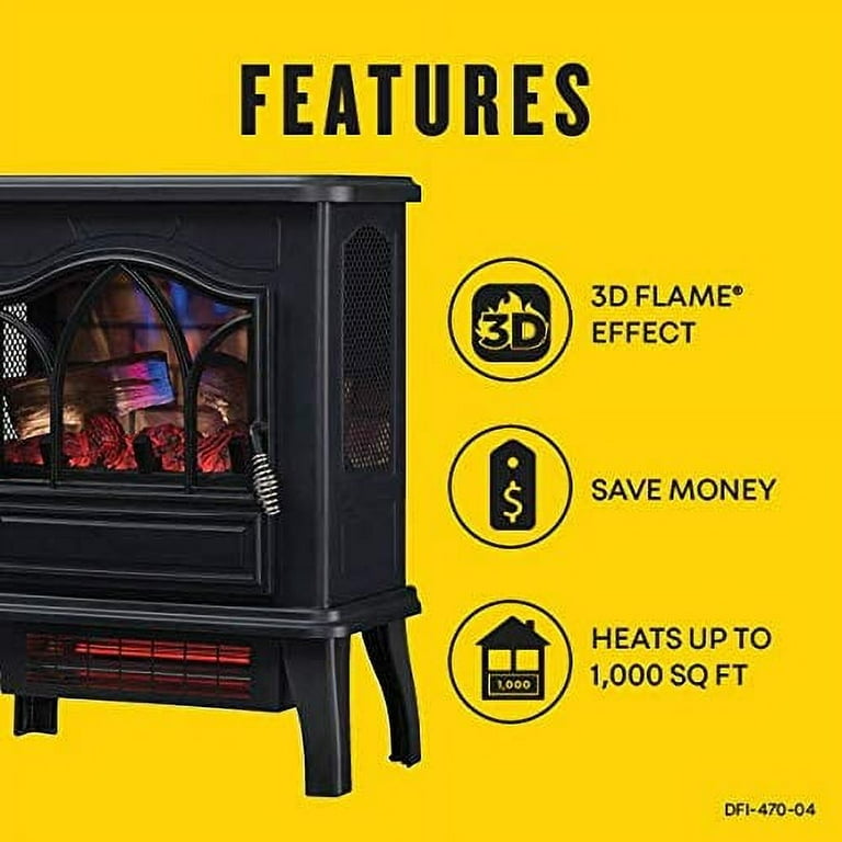 Duraflame 3D Black Infrared Electric Fireplace Stove, 58 OFF