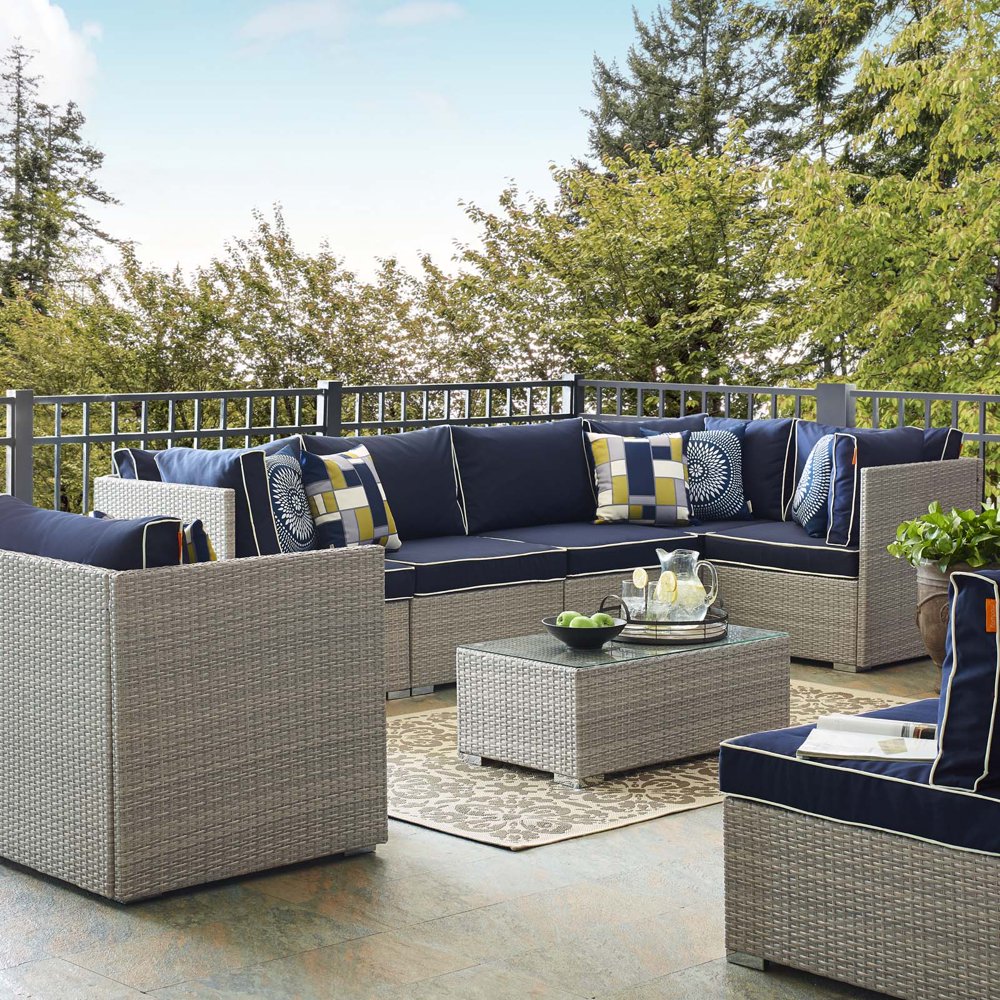Modway Repose Outdoor Patio 7 Piece Sectional Set, Multiple Colors