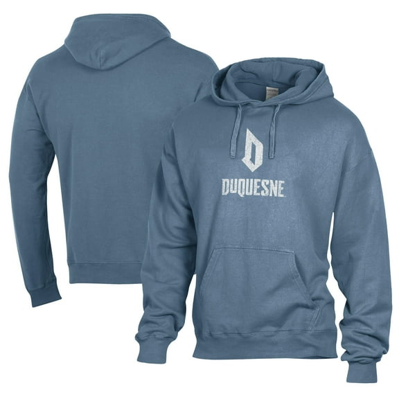 Men's Comfort Wash  Blue Duquesne Dukes Lightweight Fleece Pullover Hoodie