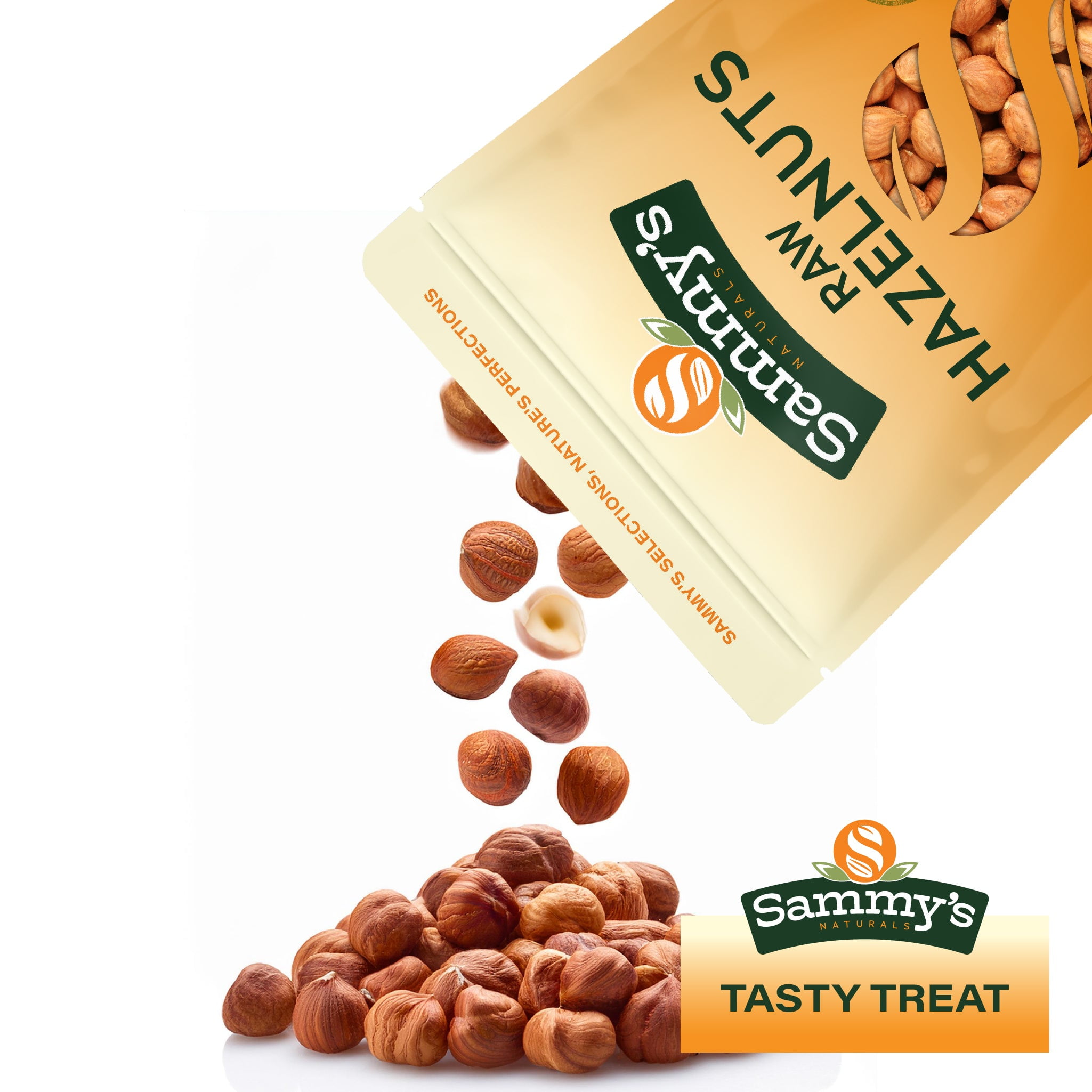 Sammys Naturals Raw Hazelnuts With Skin, Whole Filberts (32oz - 2 lbs) Non-GMO, Kosher