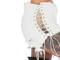 thumbnail image 2 of Women's Side-Tie Denim Shorts with High Slit Design, Adjustable Lace-Up Details for Sexy Summer Style,White XL, 2 of 5