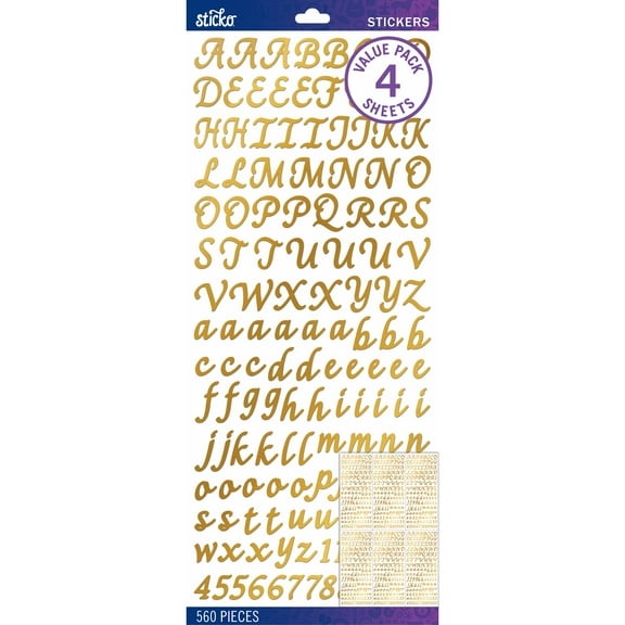 Sticko Alphabet Stickers-Gold Foil Script
