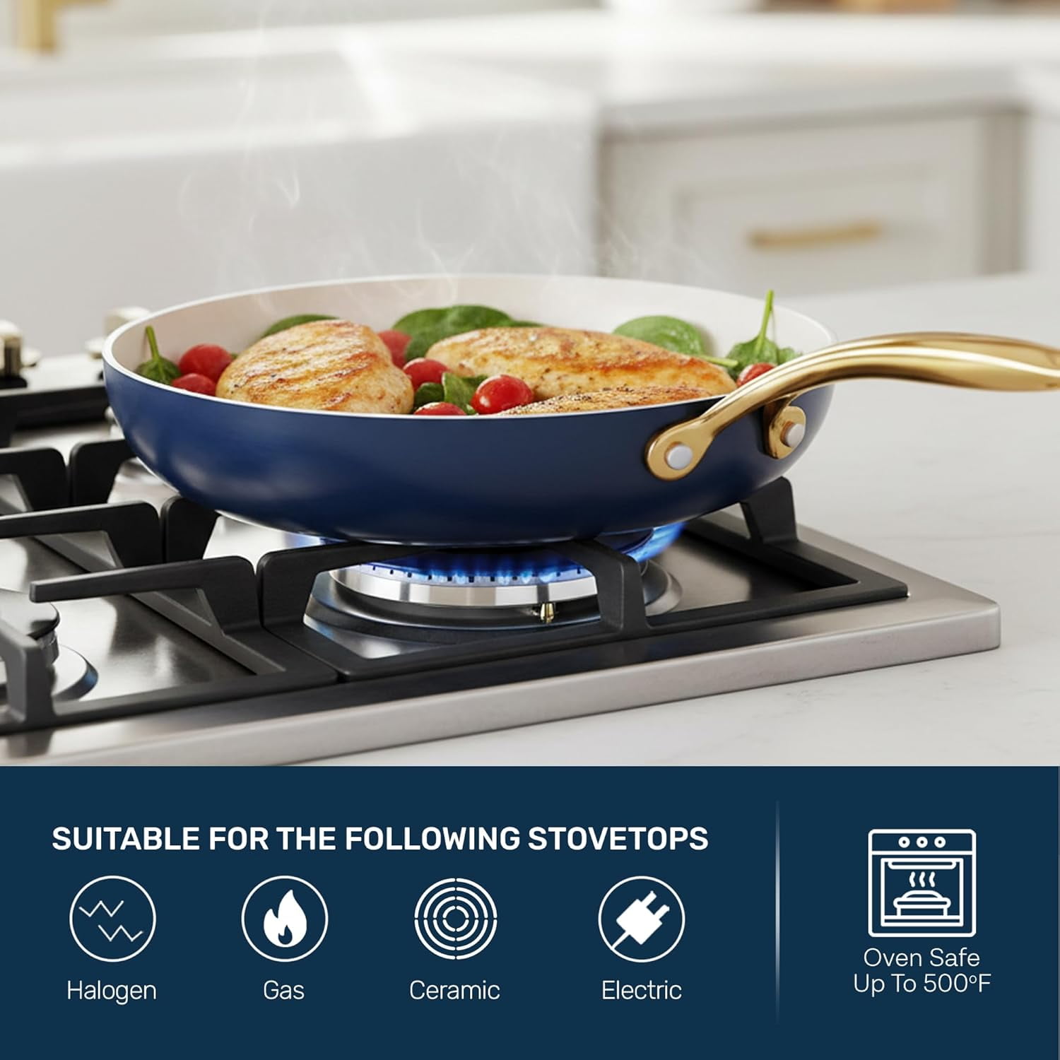 Gotham Steel 20 Pc Ceramic Pots and Pans Set Non Stick, Kitchen Cookware Sets with Knife Set, Pot and Pan Set, Ceramic Cookware Set, Non Stick Pots and Pan Set, Oven and Dishwasher Safe
