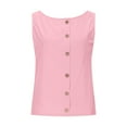 thumbnail image 4 of Caywon Women's Solid Color Casual Summer Crew Neck Linen Cotton Tank Top Reversible Button Design Sleeveless Soft Breathable Blouse for Daily Wear, 4 of 9