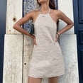 thumbnail image 4 of Vestidos Cortos Informales de de Verano Sin Mangas con Cuello Redondo para Mujer Marrón L, 4 of 10