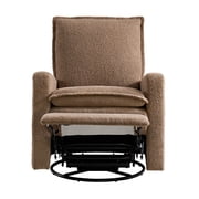 Soho Baby Coventry Upholstered Glider Recliner Rocking Chair 360° Swivel for Nursery and Living Room – Boucle Teddy Brown