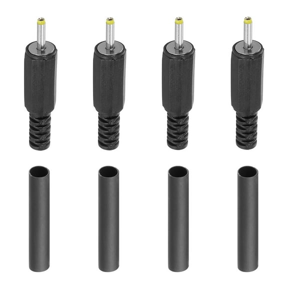 Uxcell 2.5x0.7mm DC Male Plug, 4 Pack DIY DC Barrel Connector with Heat Shrink Tube