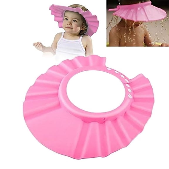 TELOLY Shower Cap - Bath Hat Shampoo Protection Bath Cap Soft Adjustable Bathing Visor for Toddler,Baby,Kids,Children (Pink)