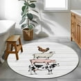 thumbnail image 3 of Round Rugs 4 Ft, Farmhouse Wooden Grain Non Slip Area Rugs for Kitchen Bedroom Entryway, Modern Country Cow Pig Chicken Washable Carpet Runner Rug Floor Mats for Bedroom Home Decor, 3 of 8