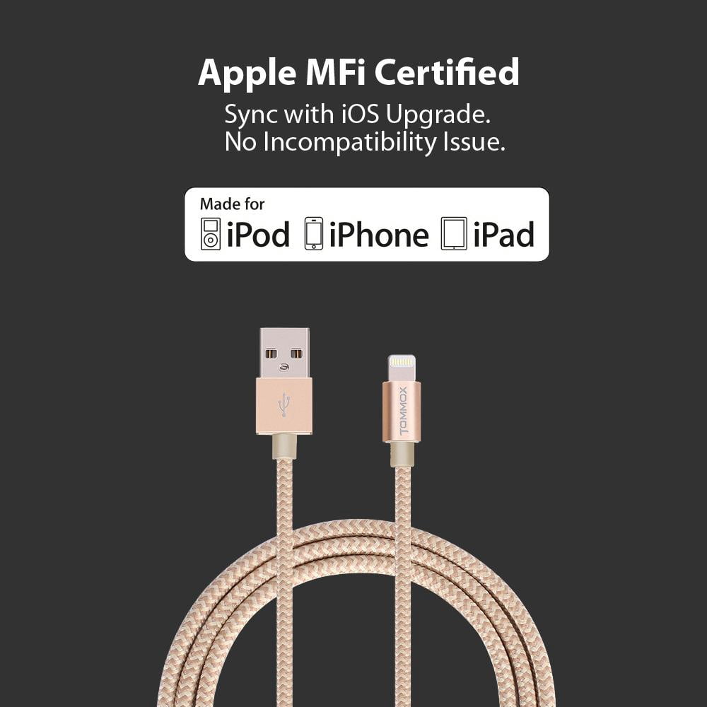 MFi Certified 3.3 Feet (1 m) Heavy-duty Nylon-Braided Data Sync Lightning to USB Charger Charging Cable Cord for iPhones - Black