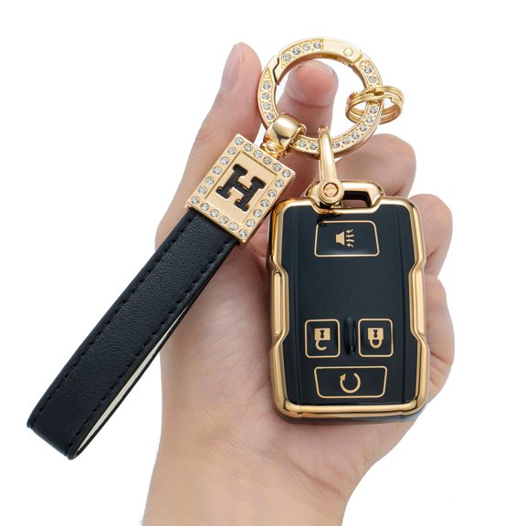 for Chevy Key Fob Cover with Keychain Soft TPU 360 Degree Protection Key Case for GMC Sierra 1500 Yukon Silverado Chevrolet Tahoe Suburban Colorado Canyon Smart Remote Key Shell Accessories