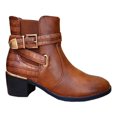 thumbnail image 1 of Zapatos casuales botin de piel de media caña para mujer, otoño-invierno, 1 of 4