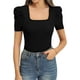 thumbnail image 2 of Xishao Blusa de manga larga con cuello alto falso, manga corta, manga abombada, ropa de trabajo, body elegante Xishao ropa, 2 of 2
