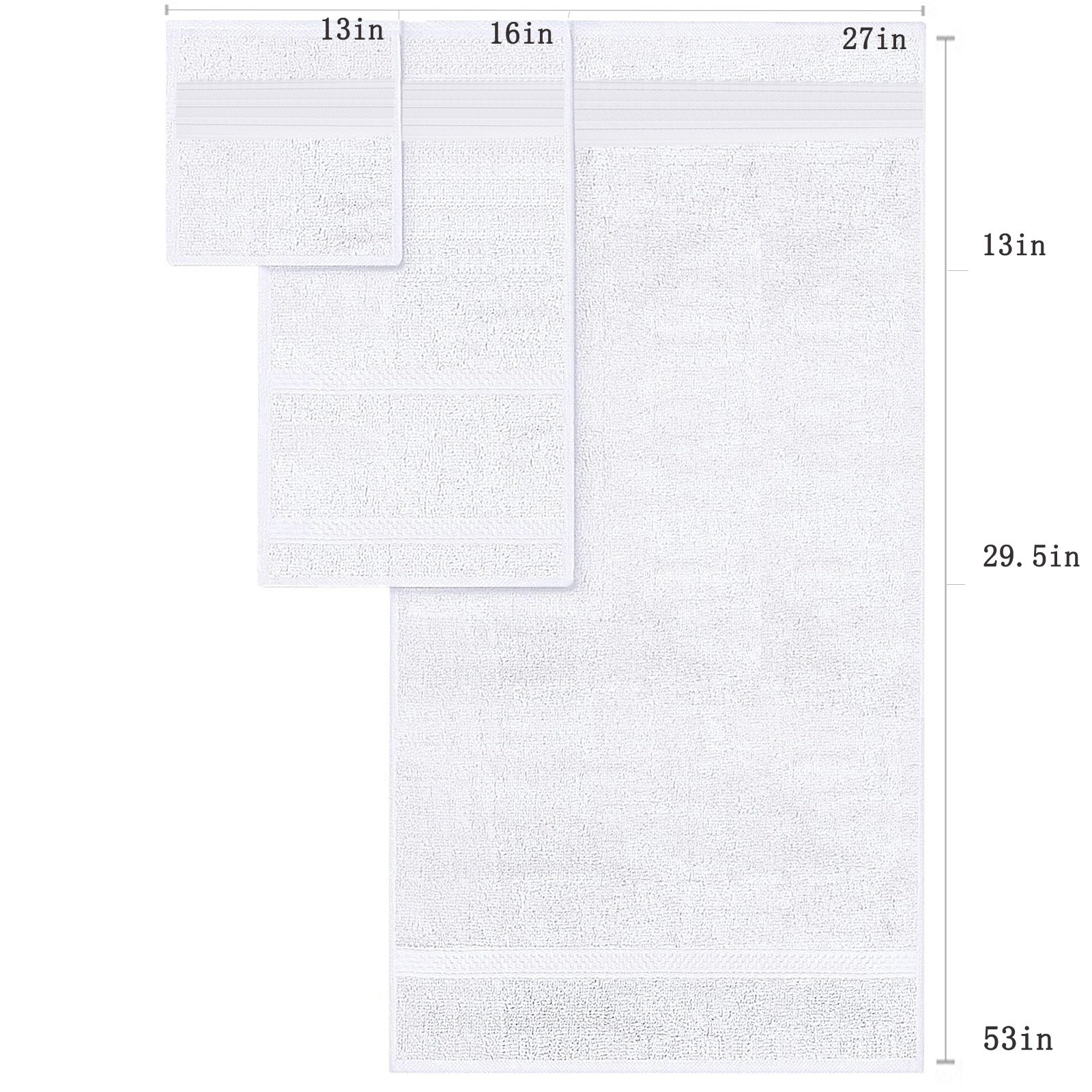 Godom 6-Piece Towel Set, 2 Bath Towels, 2 Hand Towels, and 2 Wash Cloths, Cotton Highly Absorbent Towels for Bathroom Gym Hotel Spa