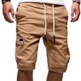 thumbnail image 1 of Mens3/4LongLengthCargoCombatShortsElasticatedWaistThreeQuarterWorkMultiPocketPants, 1 of 3