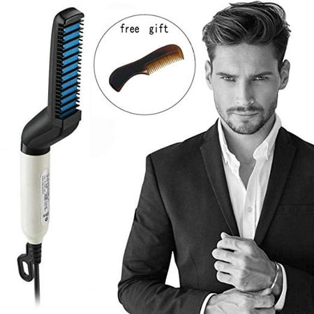 Electric Hair Straightener Brush,Men Quick Beard Straightener Styler Comb,Hair Straightening,Curly Hair Straightening Comb,Side Hair Detangling,Multifunctional Hair Curling Curler