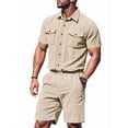 thumbnail image 2 of Men Sets Outfits 2 Piece Short Sleeve Shirts Short Set Color XXXL, 2 of 7
