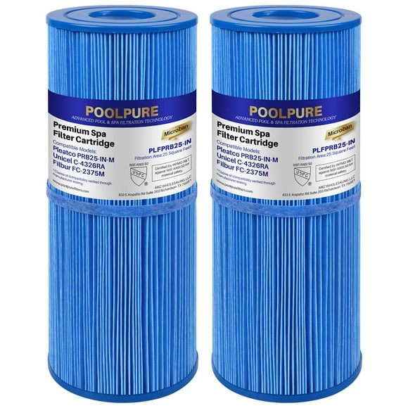 POOLPURE Antimicrobial Spa Filter Replaces PRB25-IN-M, Unicel C-4326RA, Guardian 413-106, Filbur FC-2375M, 3005845, 17-2327, 100586, 33521, 2539