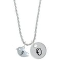 thumbnail image 1 of Delight Jewelry Silvertone Little Bird Initial - Y - Silvertone Script Initial Disc - O - Charm Necklace, 20"+3", 1 of 4