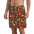 thumbnail image 2 of Susaid Retro Coffee Print Men's Swim Trunks Hawaiian Bathing Mesh Lining Suit Swimsuits Beach Shorts with Pockets-3X-Large, 2 of 6