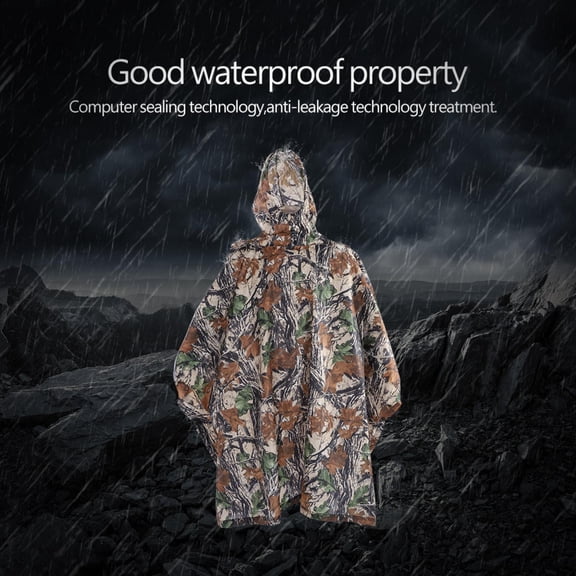 M Buder Outdoor Sports Waterproof Poncho Multifunctional Lightweight Camouflage Rain Coat for Camping, Hiking, and Hunting - Weather Resistant Awning & Mat (82.7 inches / 210 cm)